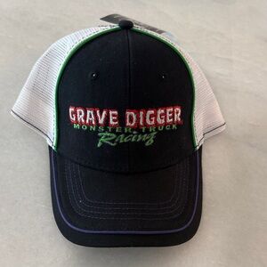 Grave Digger Monster Truck Racing Black and White Hat